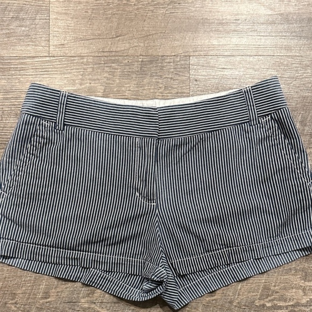 J.Crew navy blue/white cotton striped short Shorts size 8